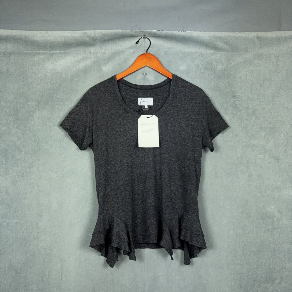 Current Elliott t shirt Womens Size 0 The Tier Short Sleeve Top Grey Distressed